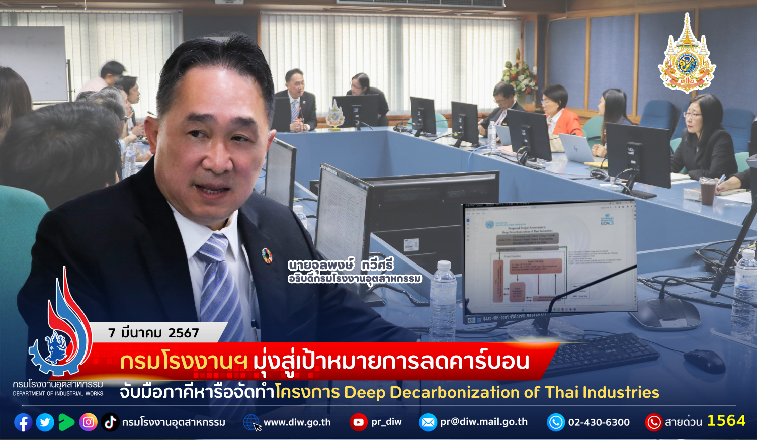 You are currently viewing กรมโรงงานฯ มุ่งสู่เป้าหมายการลดคาร์บอน จับมือภาคีหารือจัดทำโครงการ Deep Decarbonization of Thai Industries