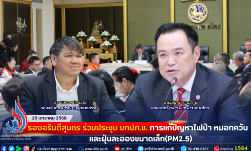 รองอธิบดีสุนทร ร่วมประชุม บกปภ.ช. การแก้ปัญหาไฟป่า หมอกควัน และฝุ่นละอองขนาดเล็ก(PM2.5)